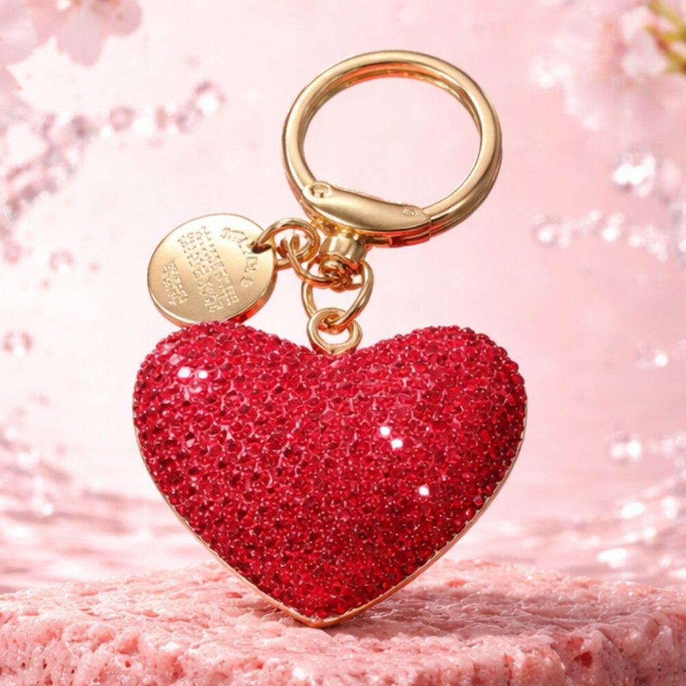 Red Beaded Heart Shaped Key‎ Chain or Purse Charm - NWOT